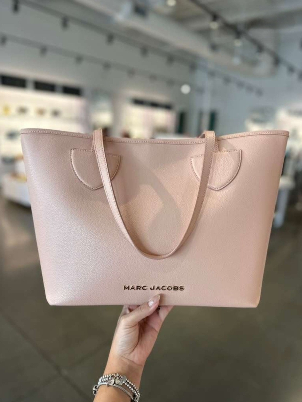 Marc Jacobs Pink Leather Tote with Gold Logo
